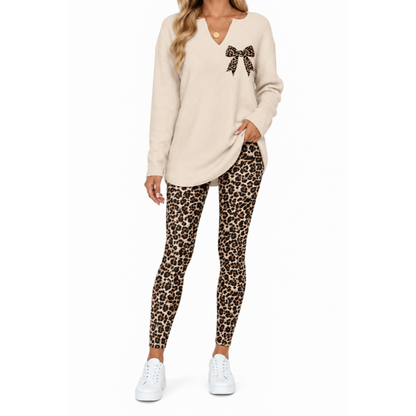 🔥 BESTSELLER | 8PCS $24.99 | Women's 2-Piece Lounge Set – Long Sleeve Top & Plaid Leggings