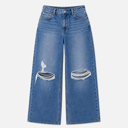 🔥 BESTSELLER | 8PCS $27.99 | Women's High Rise Ripped Wide Leg Jeans