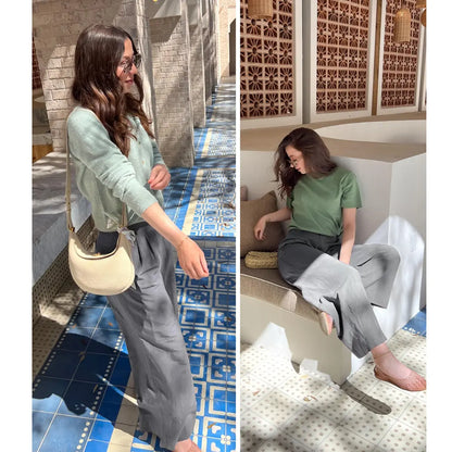 🔥 BESTSELLER | 6PCS $23.99 | Women’s Casual High Waist Linen Wide Leg Trousers