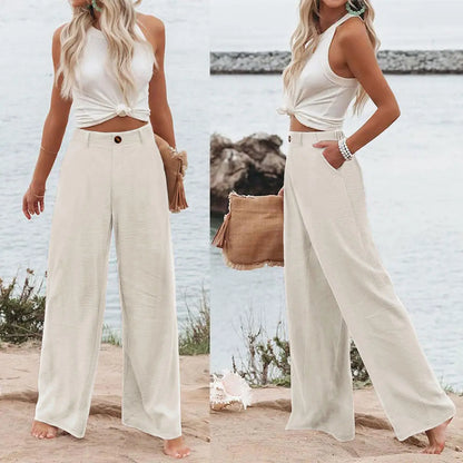 🔥 BESTSELLER | 6PCS $23.99 | Women’s Casual High Waist Linen Wide Leg Trousers