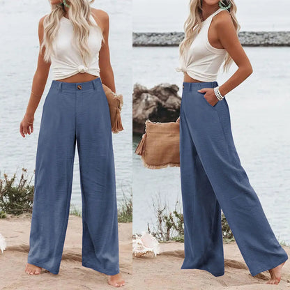 🔥 BESTSELLER | 6PCS $23.99 | Women’s Casual High Waist Linen Wide Leg Trousers