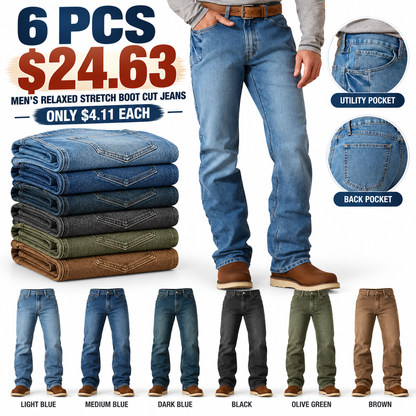🔥 BESTSELLER | 4PCS $19.99 | Men's Relaxed Stretch Boot Cut Jeans