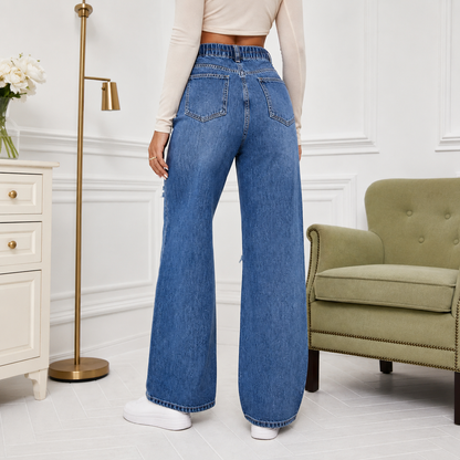 🔥 BESTSELLER | 8PCS $27.99 | Women's High Rise Ripped Wide Leg Jeans