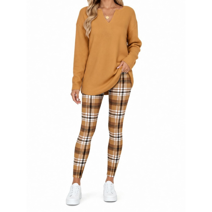 🔥 BESTSELLER | 8PCS $24.99 | Women's 2-Piece Lounge Set – Long Sleeve Top & Plaid Leggings