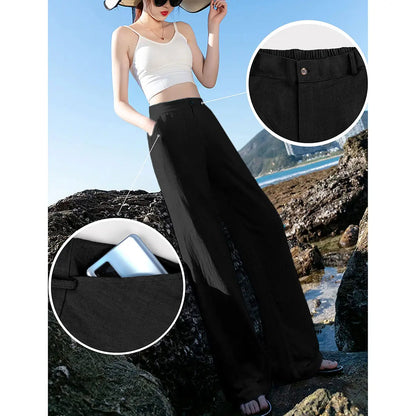 🔥 BESTSELLER | 6PCS $23.99 | Women’s Casual High Waist Linen Wide Leg Trousers