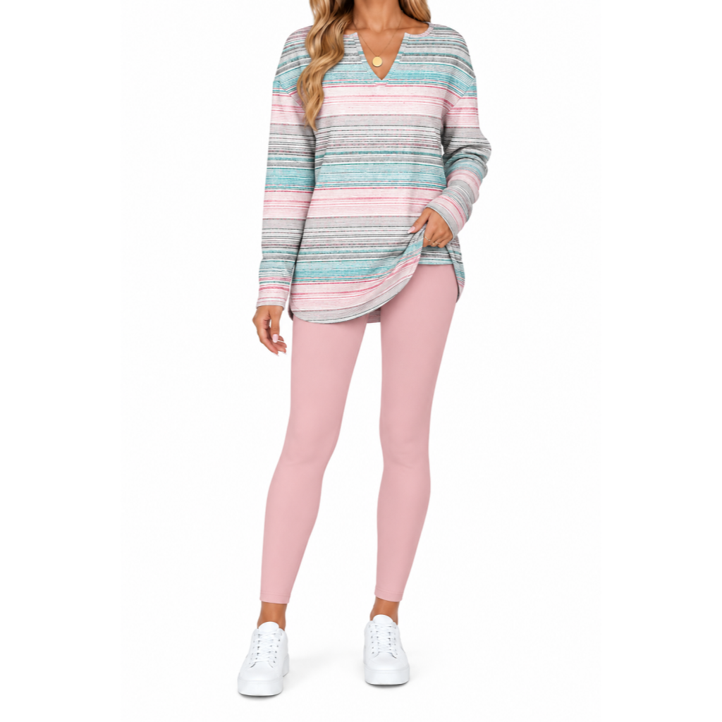 🔥 BESTSELLER | 8PCS $24.99 | Women's 2-Piece Lounge Set – Long Sleeve Top & Plaid Leggings