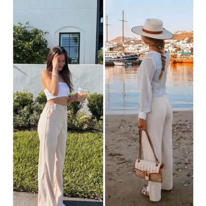 🔥 BESTSELLER | 6PCS $23.99 | Women’s Casual High Waist Linen Wide Leg Trousers
